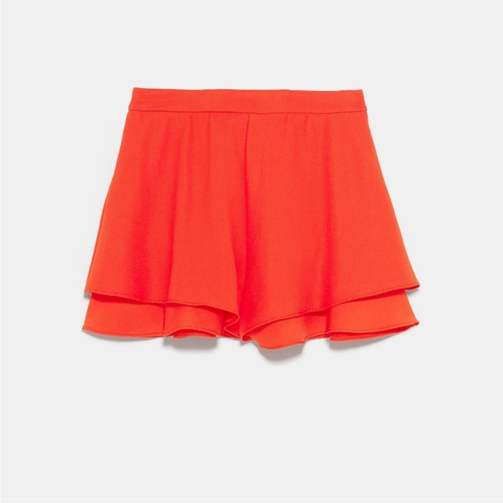 RED Zara ruffle tailored shorts size XS